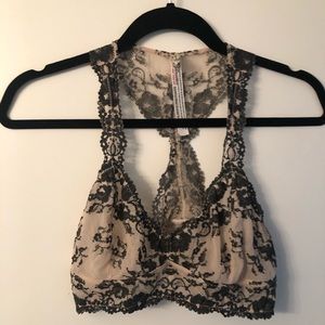 Free People Cream/Grey Lace Bralette